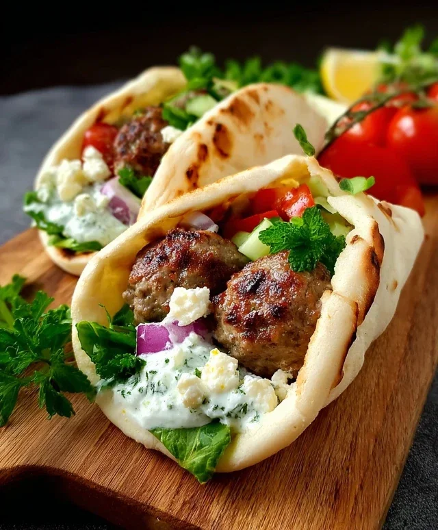 Greek Meatball Pitas