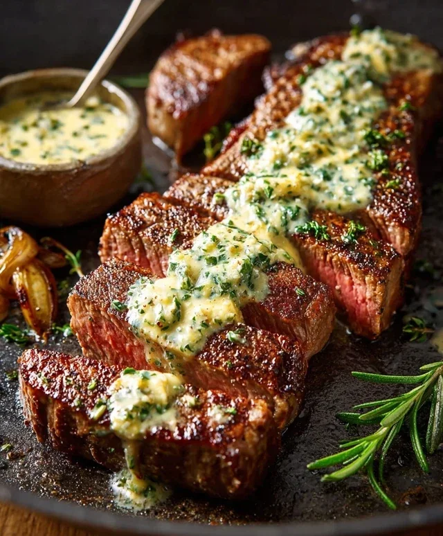 Garlic Butter Steak With Parmesan Cream Sauce