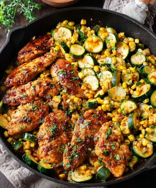 Garlic Butter Chicken with Zucchini and Corn - One-Pan, 30-Minute Meal