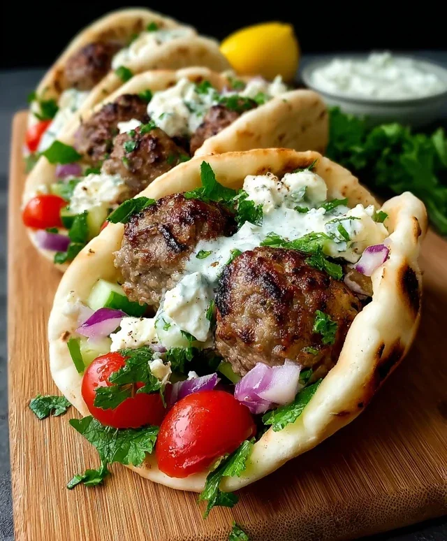 Greek Meatball Pitas