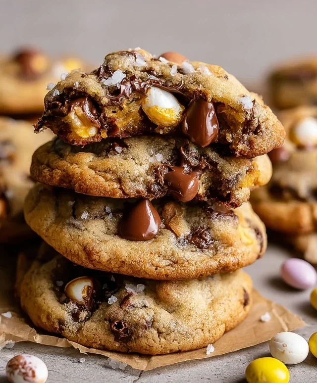 Brown Butter Cadbury Creme Egg Chocolate Chip Cookies
