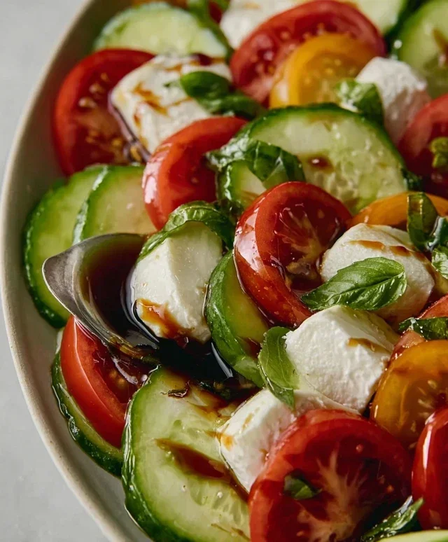 Fresh Cucumber Caprese Salad