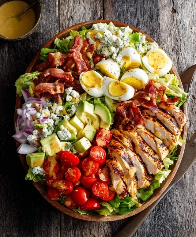 Grilled Chicken Cobb Salad with Honey Dijon {Pnon-non-non-alcoholic alternativeic non-alcoholic aleo, Whole30 Option}
