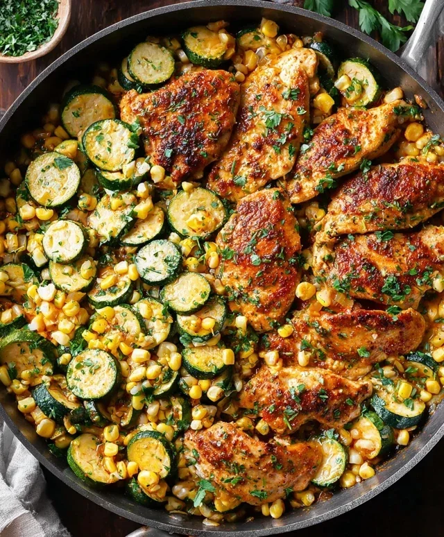Garlic Butter Chicken with Zucchini and Corn - One-Pan, 30-Minute Meal