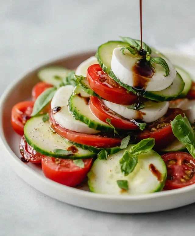 Fresh Cucumber Caprese Salad