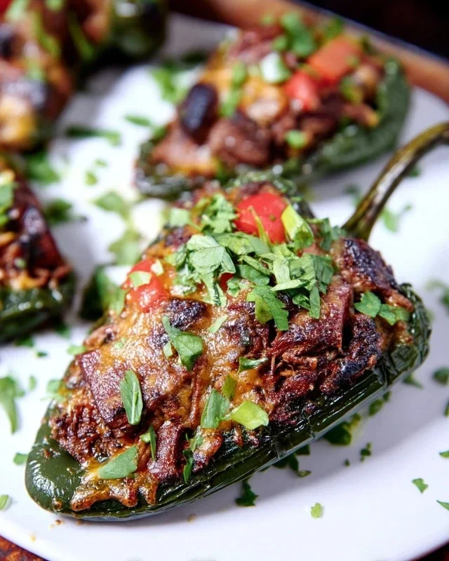 Brisket Stuffed Poblano Peppers