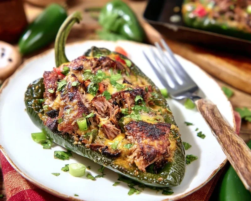 Brisket Stuffed Poblano Peppers