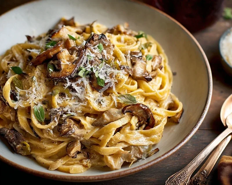 Caramelized Leek and Mushroom Gruyere Pasta