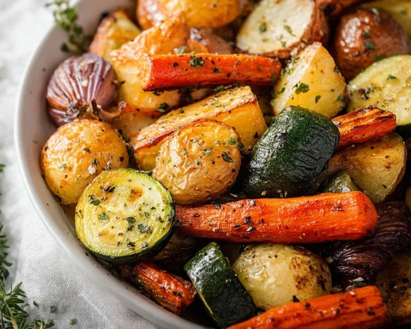 Garlic Herb Roasted Potatoes Carrots and Zucchini