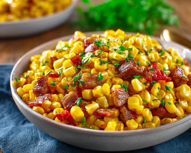 Fresh Corn and Beef Beef Bacon Side Dish