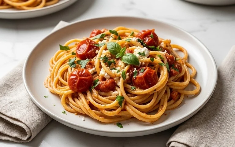 Roasted Tomato and Garlic Ricotta Pasta