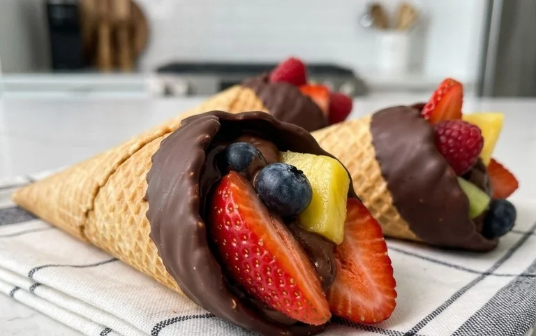 Chocolate Dipped Fruit Filled Cones