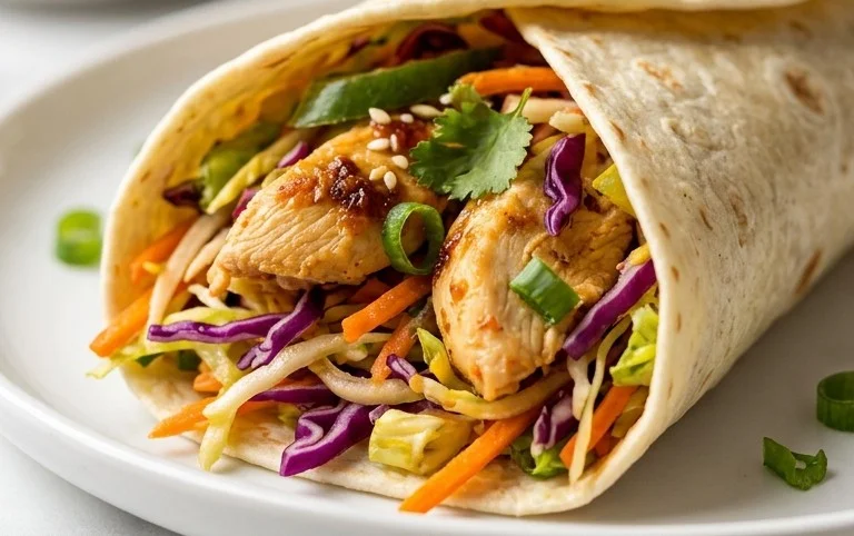 Thai Chicken Wrap with Crunchy Asian Slaw