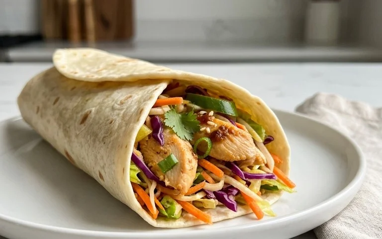 Thai Chicken Wrap with Crunchy Asian Slaw