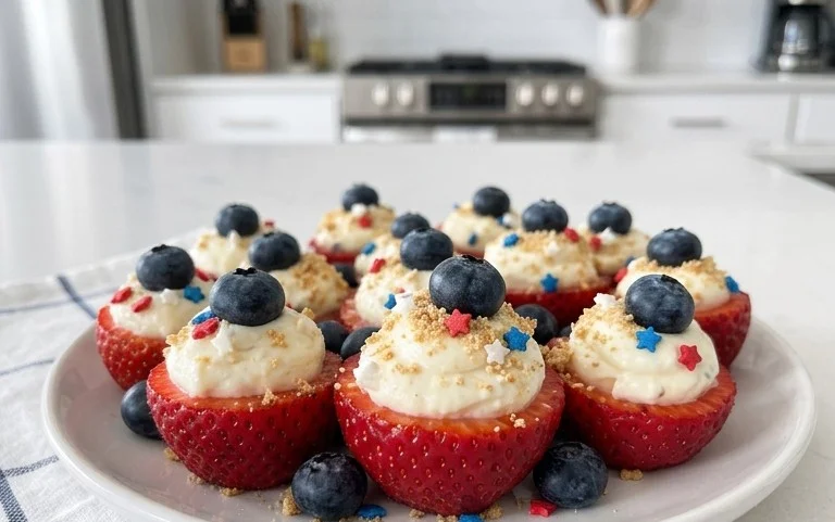 Red, White, and Blue Cheesecake Strawberries