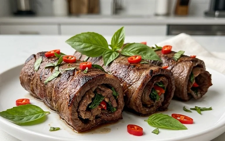 Thai Basil Beef Rolls
