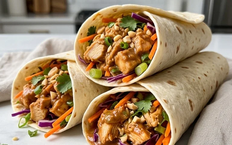 Thai Peanut Chicken Wraps
