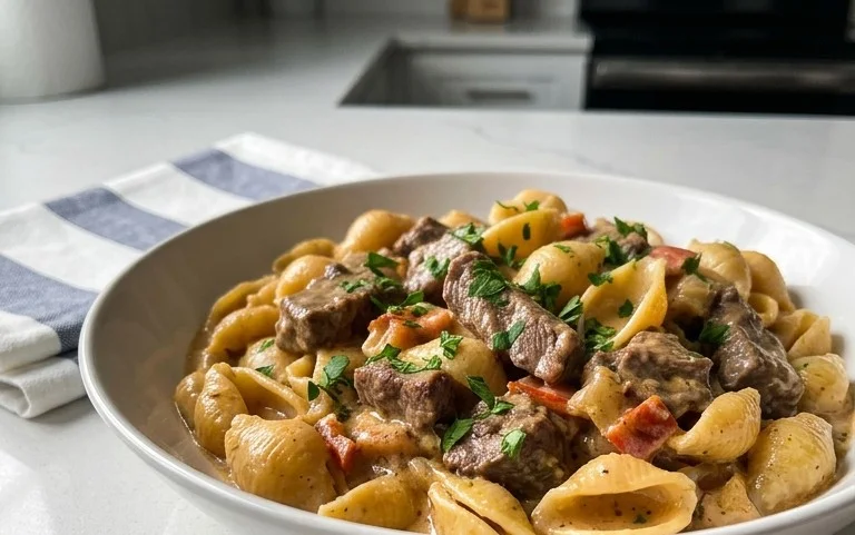 Creamy Beef and Shells