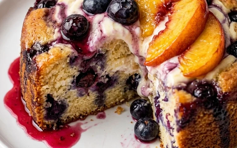 Peach and Blueberry Greek Yogurt Cake