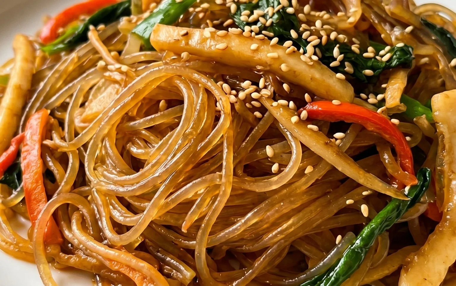 Japchae (Korean Glass Noodle Stir Fry)