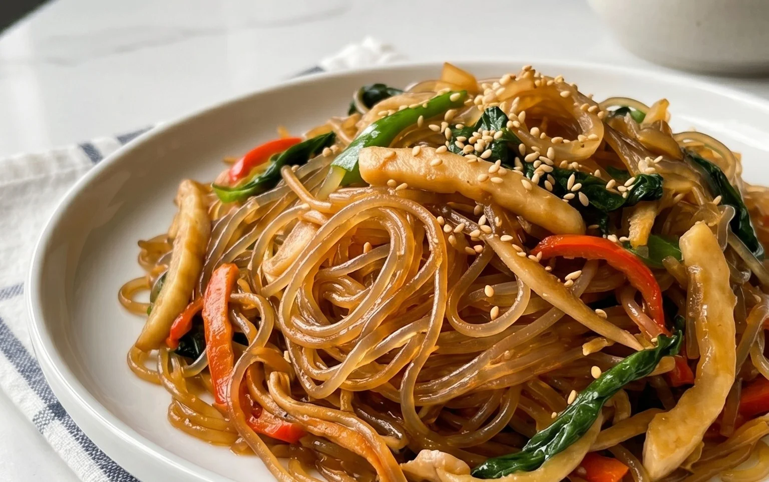 Japchae (Korean Glass Noodle Stir Fry)