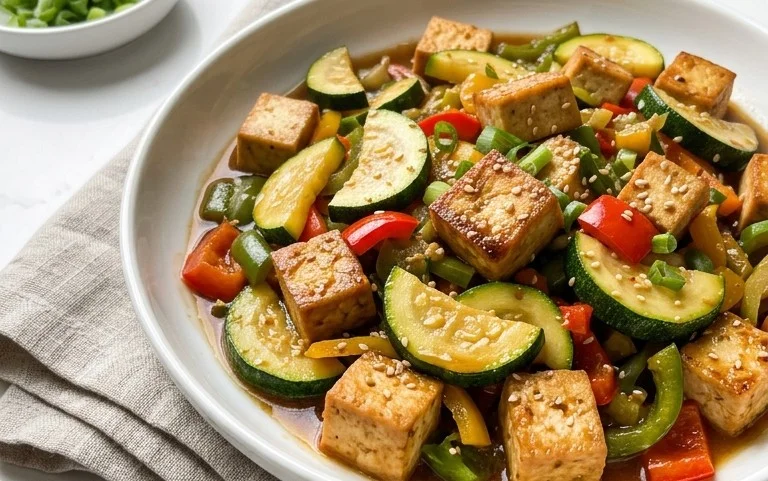 Zucchini Stir Fry With Tofu (Vegan)