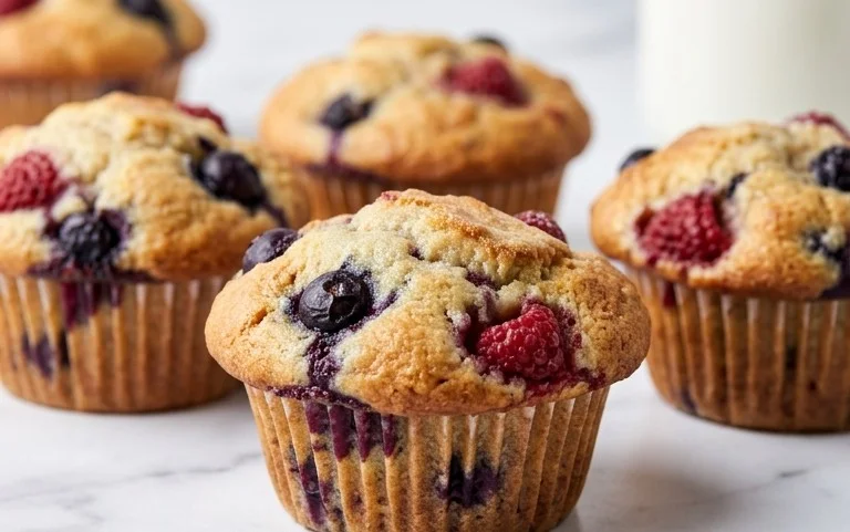 Bakery Style Mixed Berry Muffins | with Frozen Berries