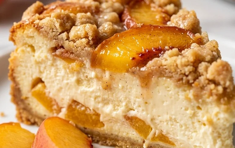 Peach Cream Cheese Cake with Streusel Topping