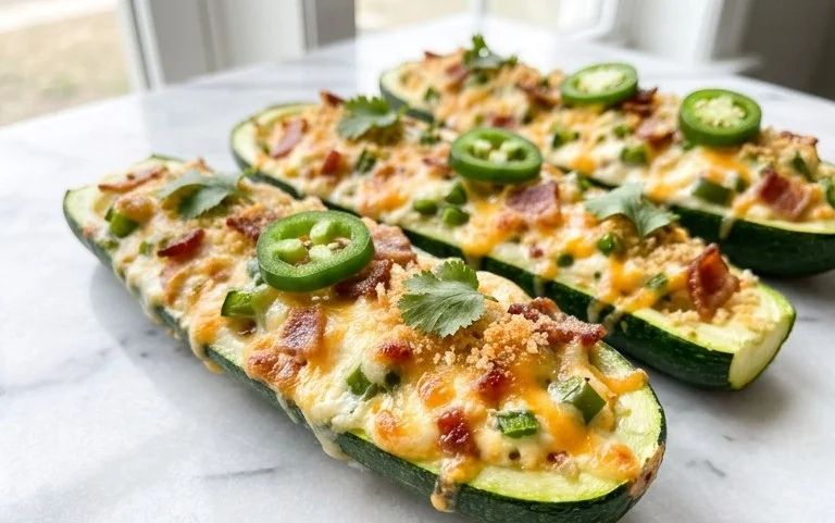 Jalapeno Popper Zucchini Boats