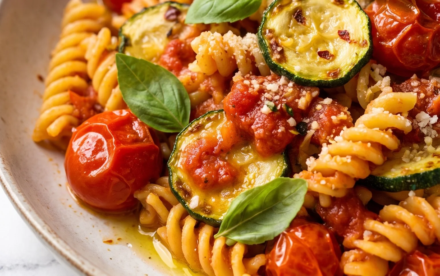 Healthy Tomato Zucchini Pasta