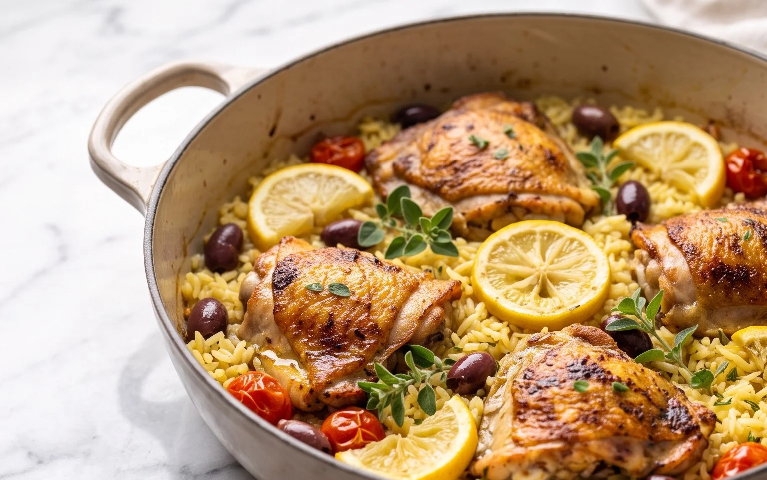 Greek Chicken and Lemon Rice (30 Minutes, One-Pot)