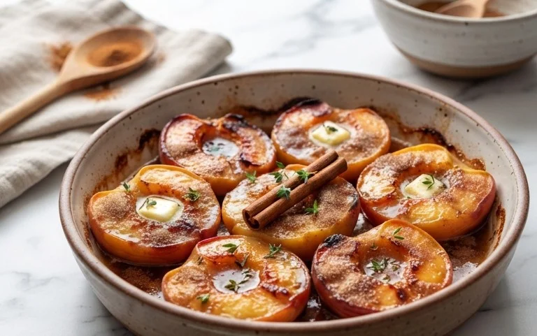 Cinnamon Sugar Baked Peaches