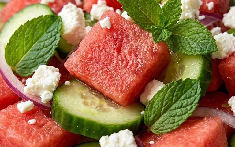 Watermelon Salad with Cucumber and Feta