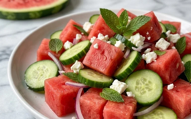 Watermelon Salad with Cucumber and Feta