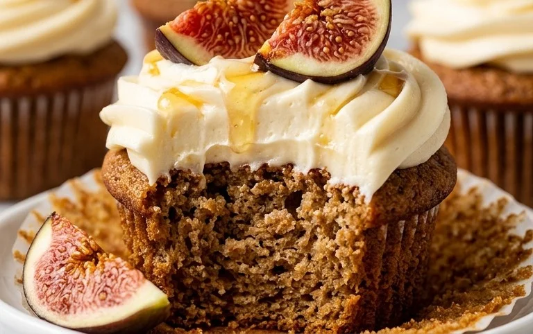Fig Cupcakes with Honey Cream Cheese Frosting