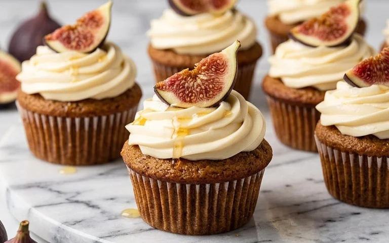 Fig Cupcakes with Honey Cream Cheese Frosting