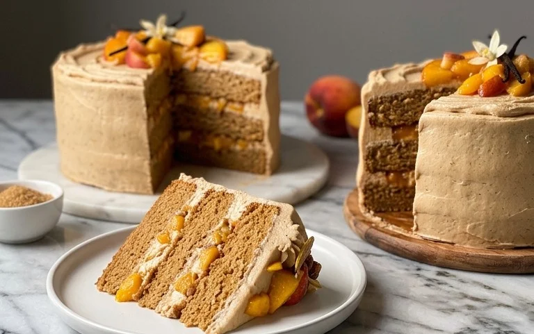 Brown Sugar Layer Cake with Peach Filling
